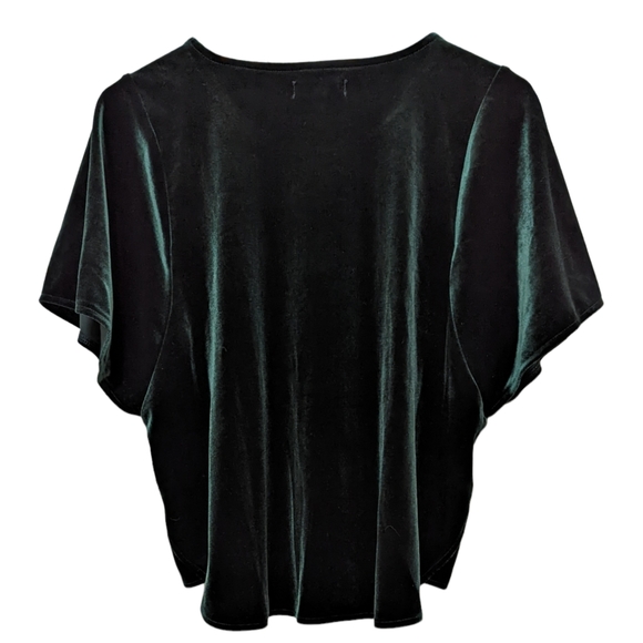 Madewell Dark Green Velvet Butterfly Flutter Sleeve Loose Fit Top Size Medium - Picture 5 of 9